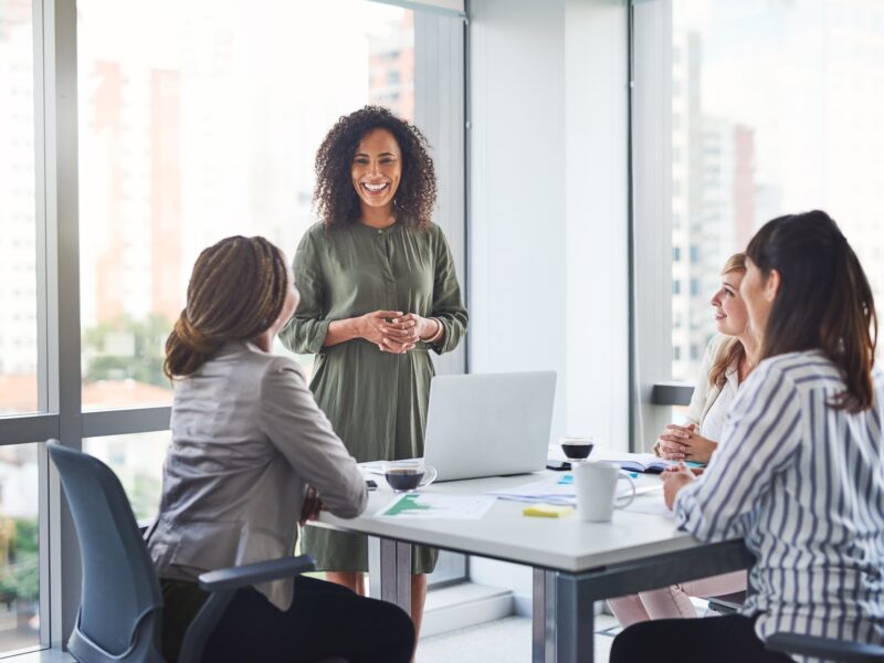 Business,Women,,Presentation,And,Meeting,With,Pr,Management,And,Planning